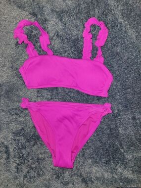 No Boundaries Purple Ruffled Bikini Top and Bottom Set Size 7-9
